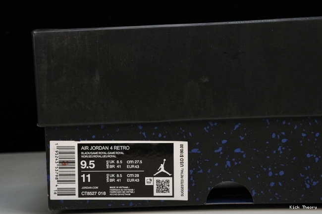 Kicktheory CT8527-018 Black Jordan Retro Game Royal 4 0810